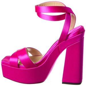 Gaia Silk Ankle-Strap Platform Sandals In Fuschia size 40.5 (sz 10) BNWT PERFECT